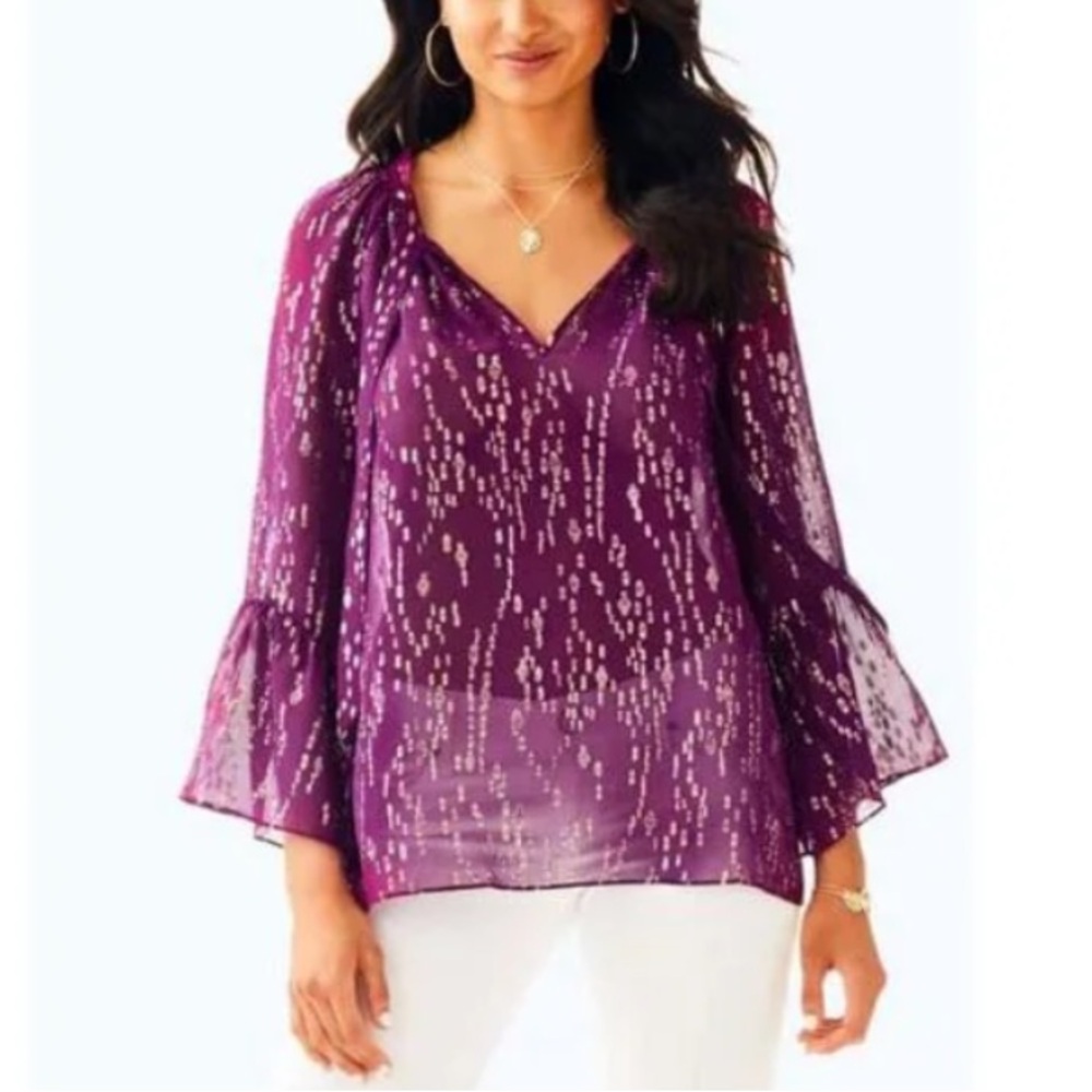 Lilly Pulitzer Matilda Silk Clip Top M